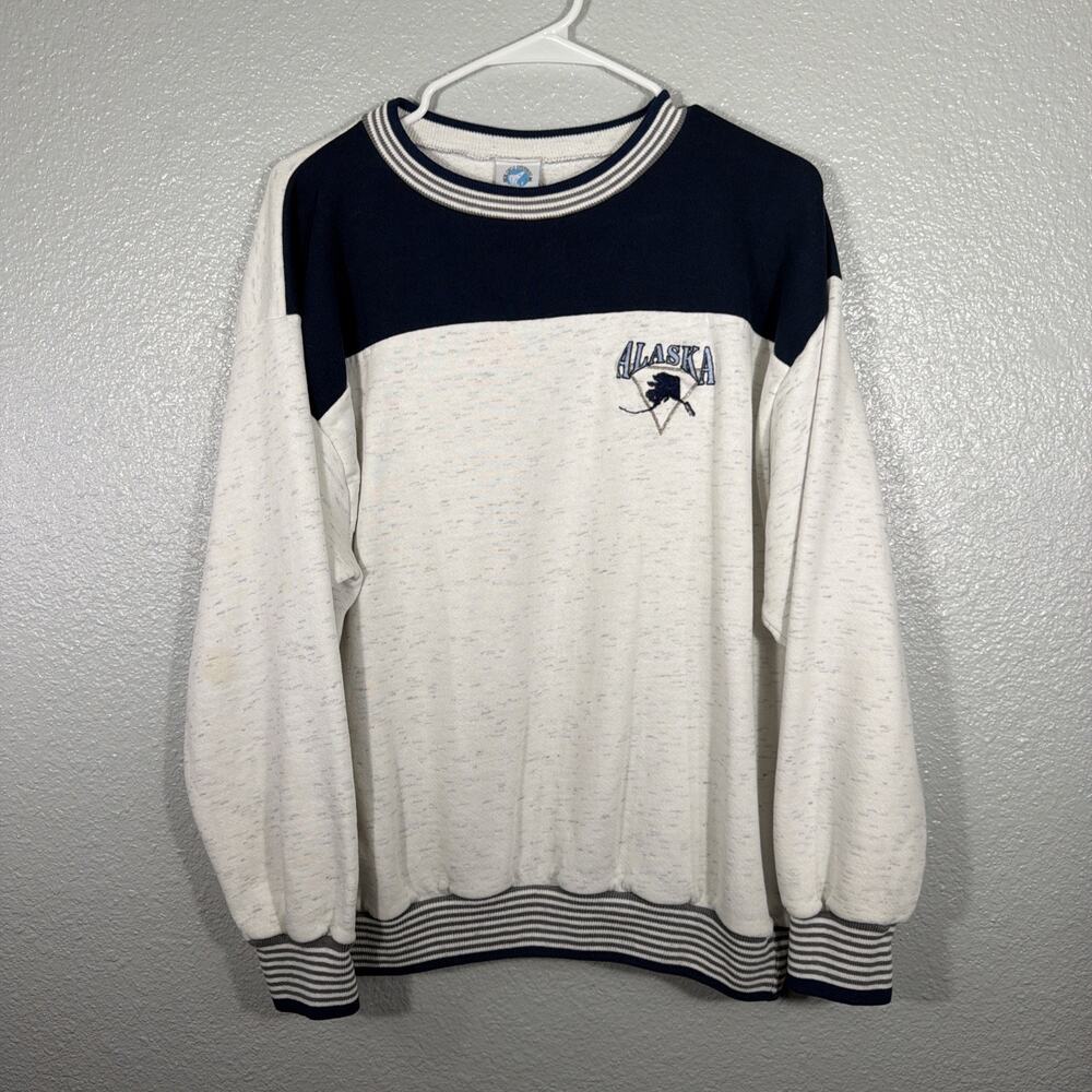 Arctic Circle Enterprises Sweatshirt Unisex Large White Blue Alaska Vintage 80s